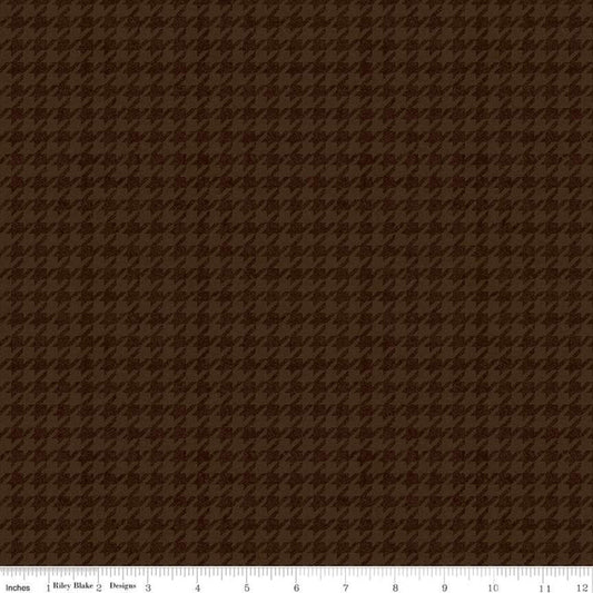 26" End of Bolt Piece - All About Plaids Houndstooth C637 Brown by Riley Blake Designs - Broken Check - Quilting Cotton Fabric