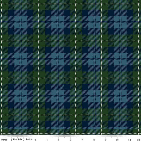 30" End of Bolt - All About Plaids Tartan C638 Blue Green - Riley Blake Designs - Plaid - Quilting Cotton Fabric