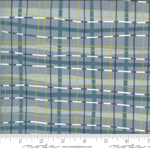 SALE Lakeside Story Plaid Blanket 13356 Lake Effect - Moda Fabrics - Wonky Irregular Great Lakes Gray Grey - Quilting Cotton Fabric