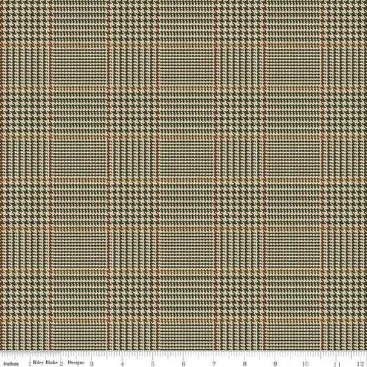 CLEARANCE 12" End of Bolt - All About Plaids Tweed C639 Green - Riley Blake - Plaid - Quilting Cotton Fabric