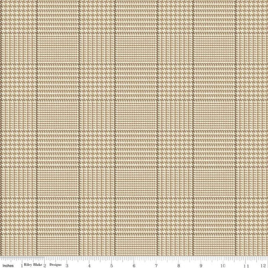 CLEARANCE All About Plaids Tweed C639 Tan - Riley Blake Designs - Plaid - Quilting Cotton Fabric