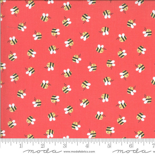 13" End of Bolt - SALE Hello Sunshine Bees 35352 Posie - Moda Fabrics - Children's Juvenile Honeybees Pink - Quilting Cotton Fabric