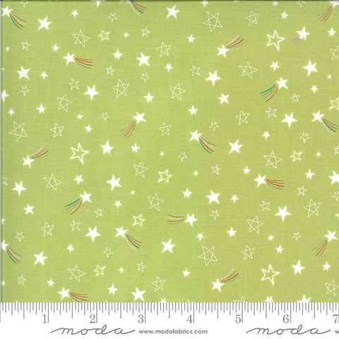 29" End of Bolt - CLEARANCE Hello Sunshine Stars 35354 Grass - Moda Fabrics - Children's Juvenile Green with White - Quilting Cotton Fabric