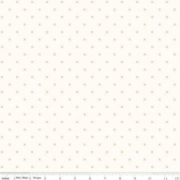 SALE Bee Cross Stitch on Cloud C747 Pumpkin - Riley Blake Designs -  Orange Xs on Off-White Geometric - Lori Holt - Quilting Cotton Fabric
