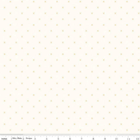 SALE Bee Cross Stitch on Cloud C747 Daisy by Riley Blake Designs -  Yellow Xs on Off-White Geometric - Lori Holt - Quilting Cotton Fabric