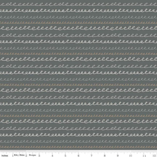 DEAL Sleep Tight Stripe SC10263 Gray SPARKLE - Riley Blake Designs - Loopy Stripes Striped Champagne SPARKLE - Quilting Cotton Fabric