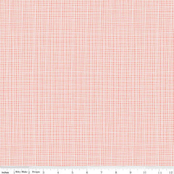 DEAL Sleep Tight Weave C10265 Coral - Riley Blake Designs - Irregular Plaid Grid White on Pink Orange -  Quilting Cotton Fabric