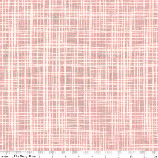 SALE Sleep Tight Weave C10265 Coral - Riley Blake Designs - Irregular Plaid Grid White on Pink Orange -  Quilting Cotton Fabric
