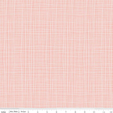 SALE Sleep Tight Weave C10265 Coral - Riley Blake Designs - Irregular Plaid Grid White on Pink Orange -  Quilting Cotton Fabric