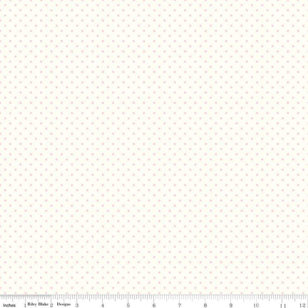 SALE Baby Pink Flat Swiss Dots on Cream C600 Le Creme - Pink Polka Dot on Cream Dotted - Riley Blake Designs  - Quilting Cotton Fabric
