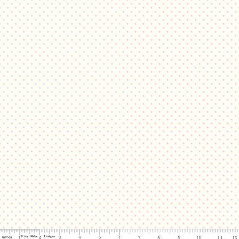 SALE Baby Pink Flat Swiss Dots on Cream C600 Le Creme - Pink Polka Dot on Cream Dotted - Riley Blake Designs  - Quilting Cotton Fabric