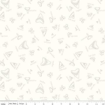 SALE Riptide Fossils C10301 Cream - Riley Blake Designs - Sea Ocean Sharks Teeth Names - Quilting Cotton Fabric