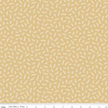 SALE Gingham Gardens Stems C10356 Gold - Riley Blake Designs - Floral Sprigs Cream Flowers Leaves - Quilting Cotton Fabric