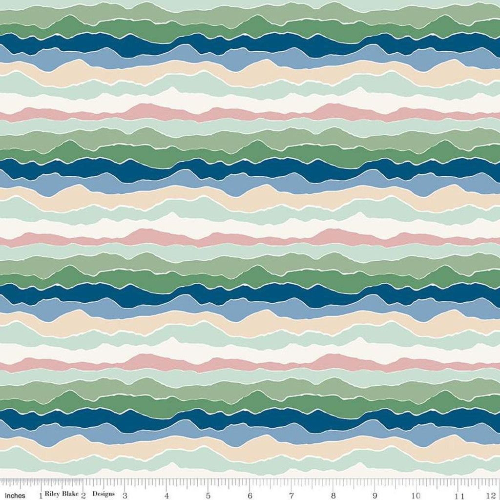 SALE Rocky Mountain Wild Range C10293 Serenity - Riley Blake Designs - Jagged Stripe Striped Stripes Mountains - Quilting Cotton Fabric