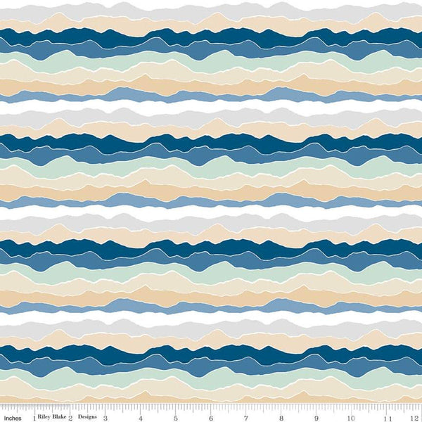 SALE Rocky Mountain Wild Range C10293 Sunrise - Riley Blake Designs - Jagged Stripe Striped Stripes Mountains - Quilting Cotton Fabric