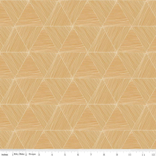 SALE Rocky Mountain Wild Peaks C10294 Golden - Riley Blake Designs - Geometric Triangles Triangle Gold - Quilting Cotton Fabric