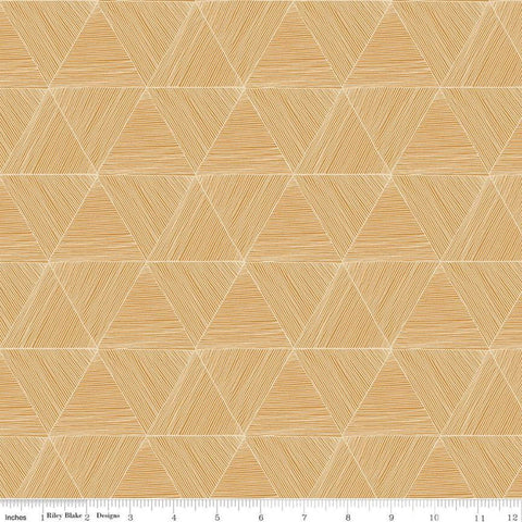 SALE Rocky Mountain Wild Peaks C10294 Golden - Riley Blake Designs - Geometric Triangles Triangle Gold - Quilting Cotton Fabric