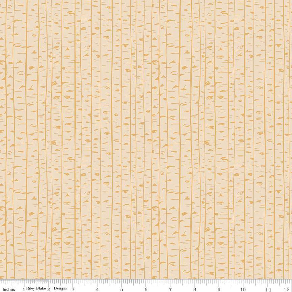 33" End of Bolt Piece - Rocky Mountain Wild Aspens C10295 Golden - Riley Blake Designs - Trunks Trees Stripes - Quilting Cotton Fabric