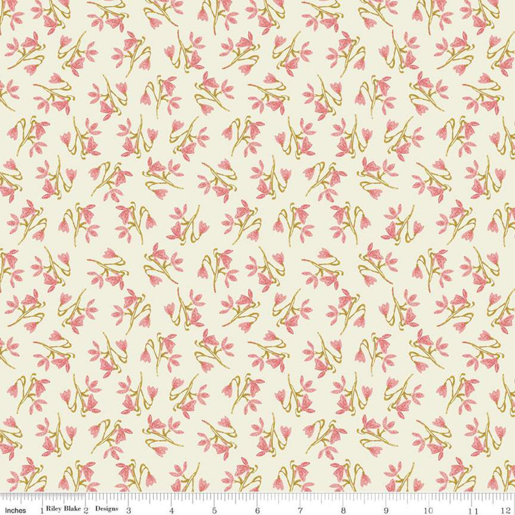 Fat Quarter End of Bolt - SALE Faith, Hope and Love Stems C10322 Cream - Riley Blake Designs - Floral Flowers Pink - Quilting Cotton Fabric