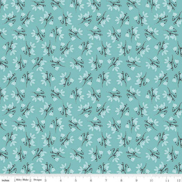 SALE Faith, Hope & Love Stems C10322 Peacock - Riley Blake Designs - Floral Flowers Flower Sprigs Blue - Quilting Cotton Fabric
