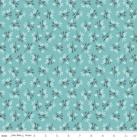 SALE Faith, Hope and Love Stems C10322 Peacock - Riley Blake Designs - Floral Flowers Flower Sprigs Blue - Quilting Cotton Fabric