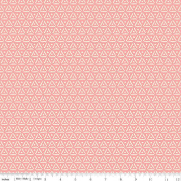 CLEARANCE Faith, Hope & Love Geo C10324 Coral - Riley Blake Designs - Geometric Triangles Orange Pink Cream - Quilting Cotton Fabric