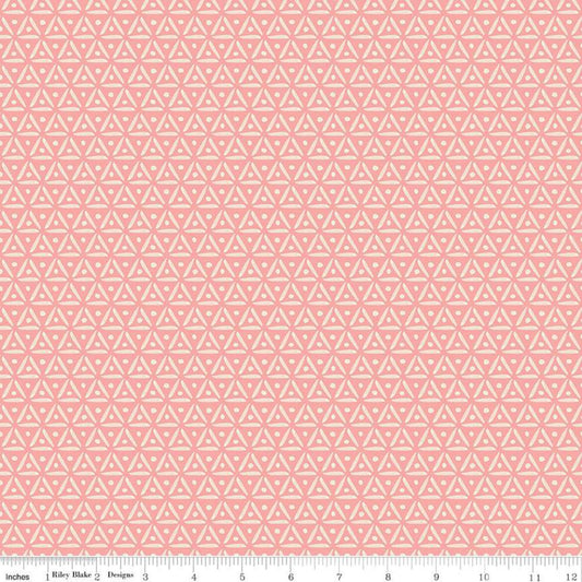 CLEARANCE Faith, Hope & Love Geo C10324 Coral - Riley Blake Designs - Geometric Triangles Orange Pink Cream - Quilting Cotton Fabric
