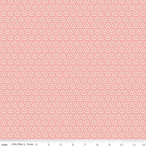SALE Faith, Hope and Love Geo C10324 Coral - Riley Blake Designs - Geometric Triangles Orange Pink Cream - Quilting Cotton Fabric