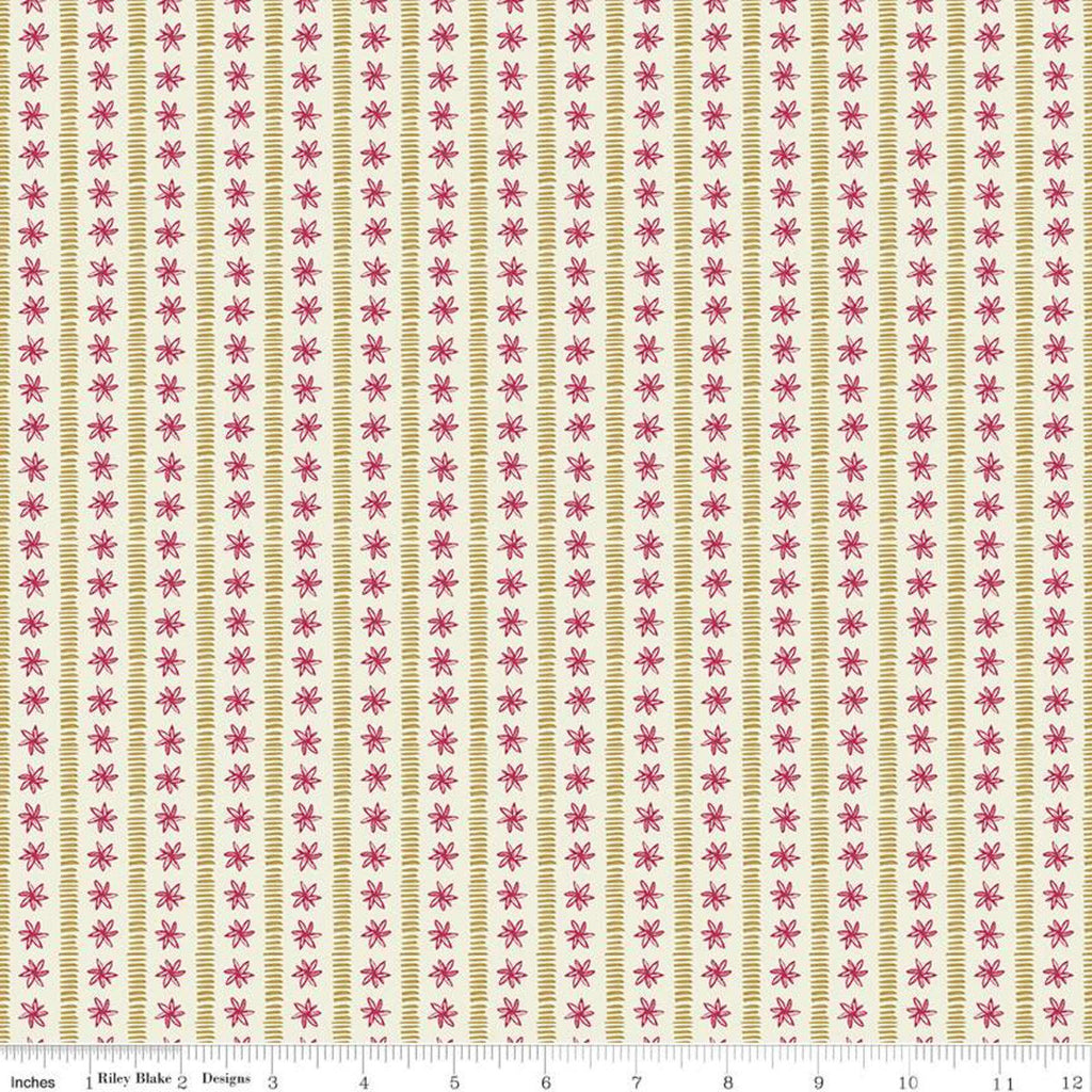 CLEARANCE Faith, Hope and Love Stripes C10325 Cream - Riley Blake Designs - Striped Lines Flowers - Quilting Cotton Fabric