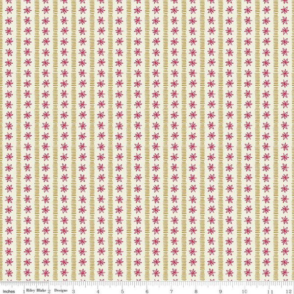 CLEARANCE Faith, Hope and Love Stripes C10325 Cream - Riley Blake Designs - Striped Lines Flowers - Quilting Cotton Fabric