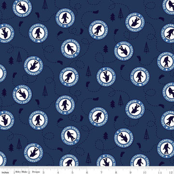 CLEARANCE Face Mask Sasquatch CP10980 Navy - Riley Blake Designs - 205 Thread Count Social Distancing Blue -  Quilting Cotton Poplin Fabric