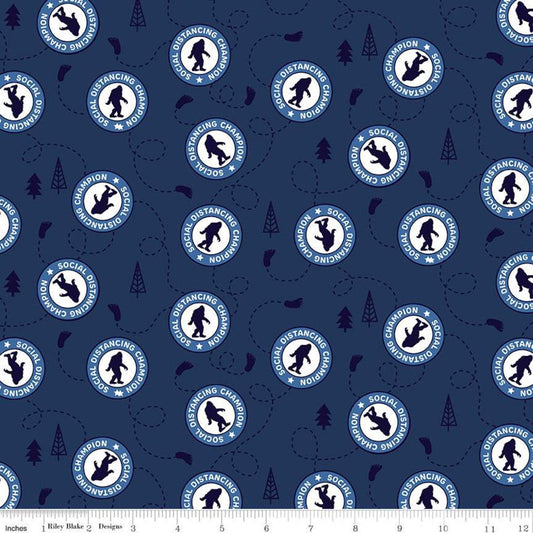 CLEARANCE Face Mask Sasquatch CP10980 Navy - Riley Blake Designs - 205 Thread Count Social Distancing Blue -  Quilting Cotton Poplin Fabric