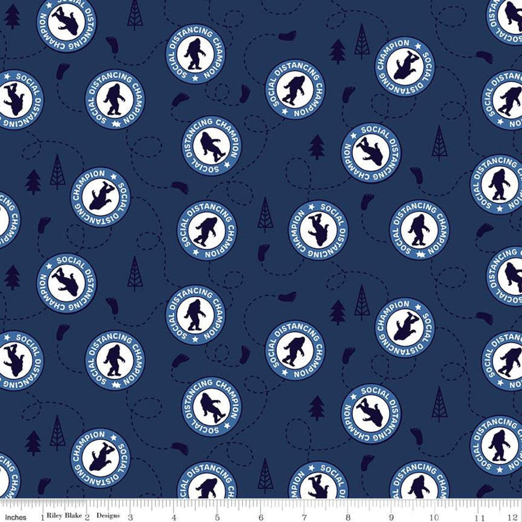 SALE Face Mask Sasquatch CP10980 Navy - Riley Blake Designs - 205 Thread Count Social Distancing Blue -  Quilting Cotton Poplin Fabric