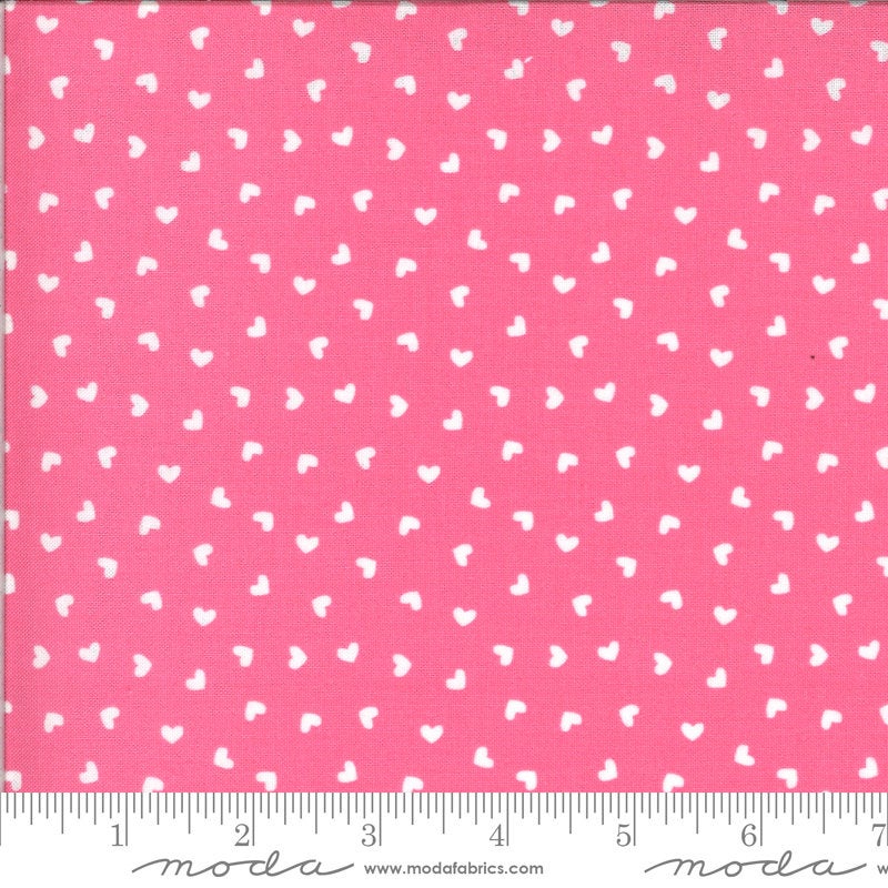 17" End of Bolt Pieces - SALE Be Mine Sweetness 20717 Sweetheart - Moda - Valentine's Day Hearts Heart Pink White - Quilting Cotton Fabric