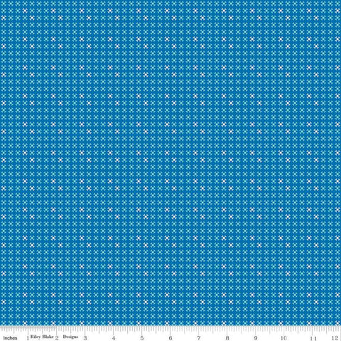 CLEARANCE Oh Happy Day! Shoo Fly C10317 Blue - Riley Blake - Small Shoofly Quilt Blocks Geometric - Quilting Cotton Fabric