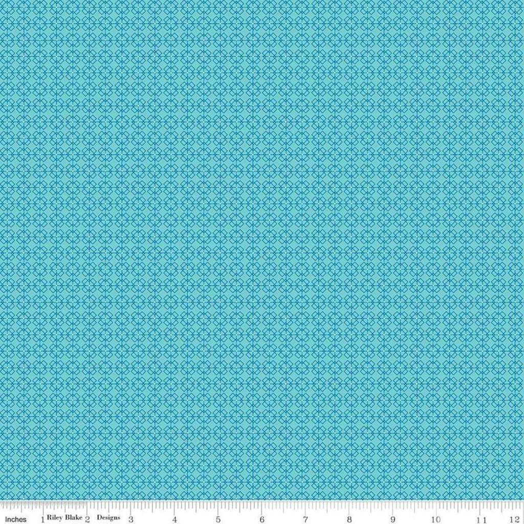 SALE Oh Happy Day! Squares C10316 Aqua - Riley Blake Designs - Geometric Tile Design Blue - Quilting Cotton Fabric