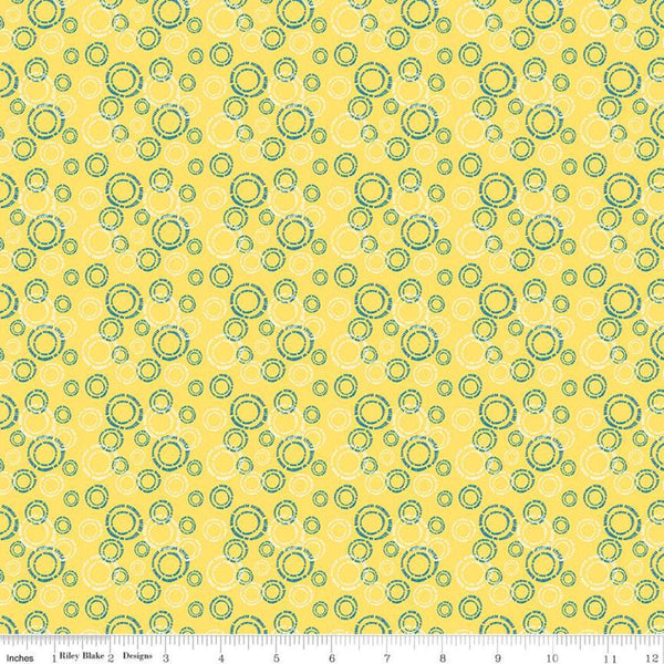 CLEARANCE Oh Happy Day! Circles C10312 Yellow - Riley Blake Designs - Overlapping Circles - Quilting Cotton Fabric