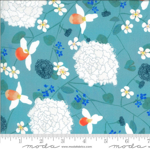 Fat Quarter End of Bolt - CLEARANCE Lakeside Story Midwest State Flowers 13350 Freshwater - Moda - Flowers - Quilting Cotton Fabric