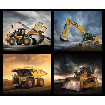 SALE CAT Pillow Panel PP10992 by Riley Blake Designs - Construction Dump Truck Excavator Front Loader Bulldozer - Quilting Cotton Fabric