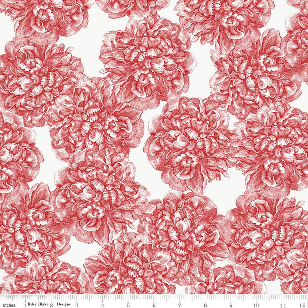 SALE Classic Caskata Main C10380 Red - Riley Blake Designs - Floral Flowers - Quilting Cotton Fabric
