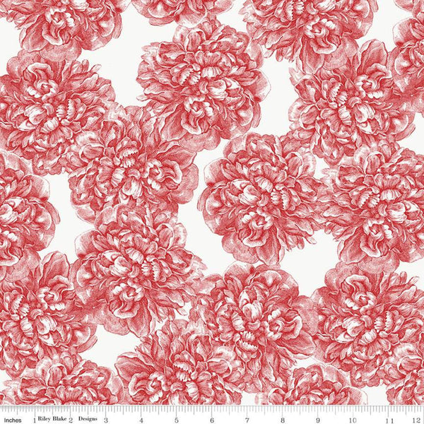 CLEARANCE Classic Caskata Main C10380 Red - Riley Blake Designs - Floral Flowers - Quilting Cotton Fabric