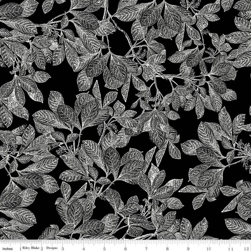 CLEARANCE Classic Caskata Branches C10382 Black - Riley Blake - Floral Leaves - Quilting Cotton Fabric