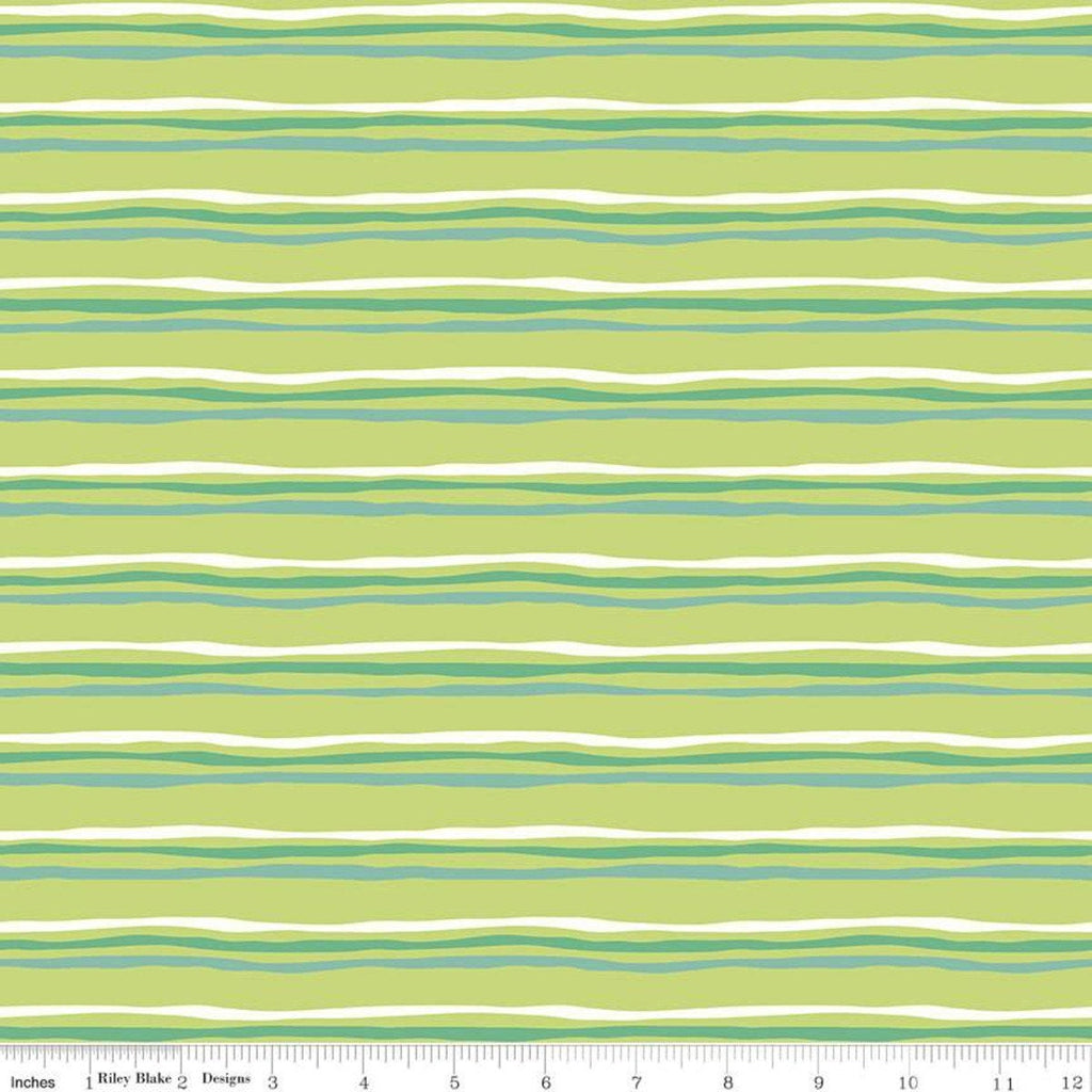 SALE Riptide Stripes C10304 Lime  - Riley Blake Designs - Ocean Sea Irregular Striped Stripe Blue Green Cream - Quilting Cotton Fabric