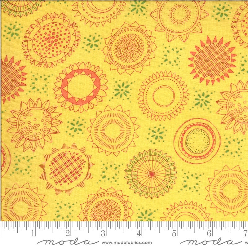 SALE Solana Varietals 48682 Buttercup - Moda Fabrics - Floral Flowers Yellow Gold - Quilting Cotton Fabric