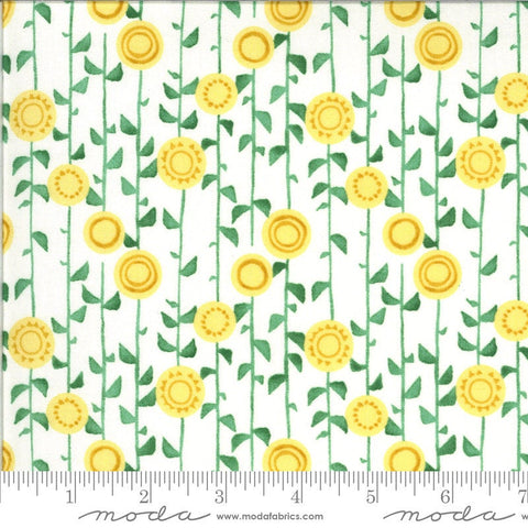 SALE Solana Stalks 48683 Cream - Moda Fabrics - Flowers Leaves Vines Sunflowers on Natural - Quilting Cotton Fabric