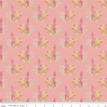 21" End of Bolt - CLEARANCE Faith, Hope & Love Floral C10321 Coral  - Riley Blake - Floral Bouquets on Orange - Quilting Cotton Fabric