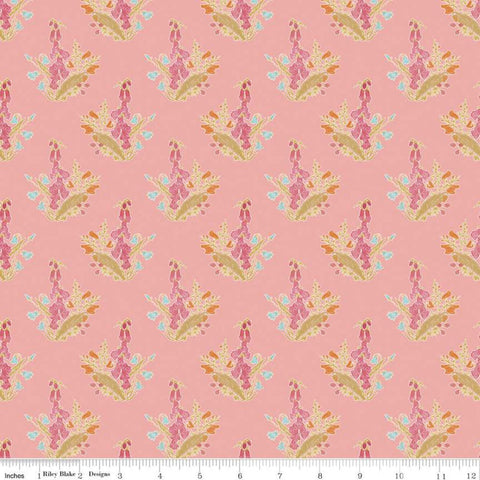 CLEARANCE Faith, Hope and Love Floral C10321 Coral  - Riley Blake - Floral Flowers Bouquets on Orange Pink - Quilting Cotton Fabric