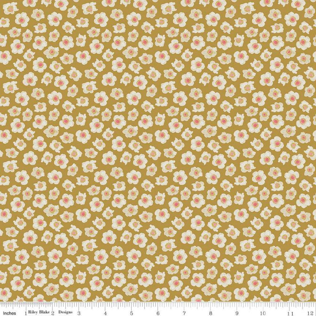 SALE Faith, Hope and Love Flowers C10323 Antique Gold - Riley Blake Designs - Floral Flowers Flower Cream Pink Gold - Quilting Cotton Fabric