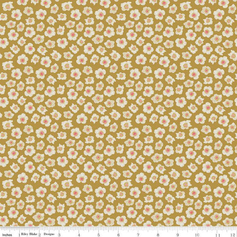 SALE Faith, Hope and Love Flowers C10323 Antique Gold - Riley Blake Designs - Floral Flowers Flower Cream Pink Gold - Quilting Cotton Fabric