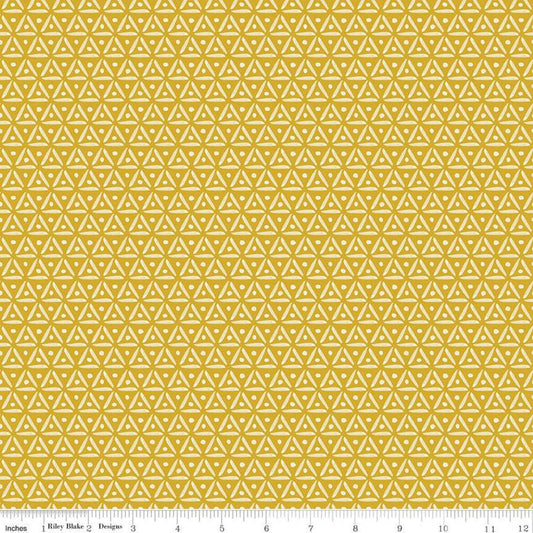 SALE Faith, Hope & Love Geo C10324 Antique Gold - Riley Blake Designs - Geometric Triangles Dots - Quilting Cotton Fabric